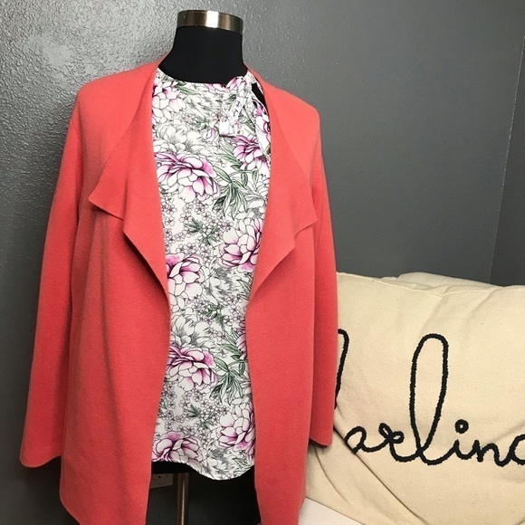 Eileen Fisher Silk & Organic Cotton Longline Cardigan in Watermelon size 1X - Picture 4 of 5